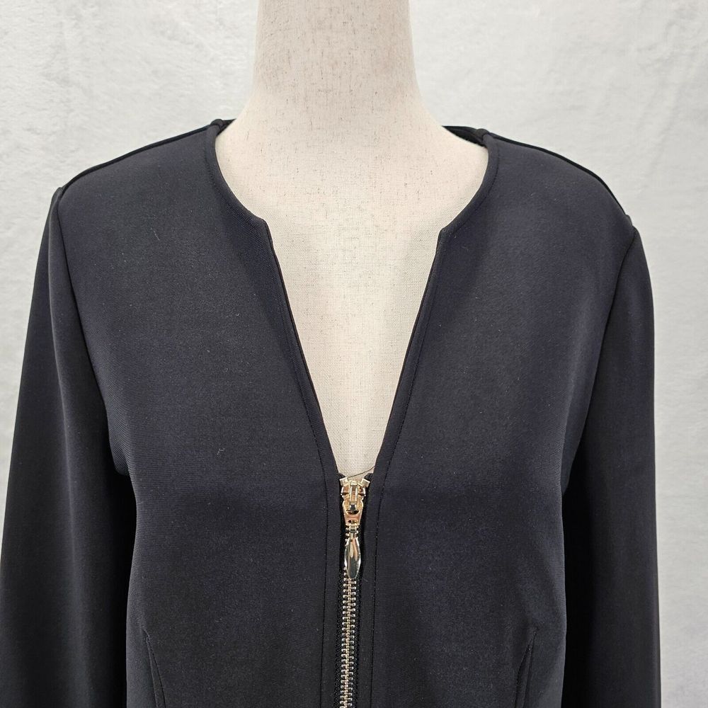 Chico's Travelers Jacket Womens 0 Full‎ Zip Black Cardigan Work Career Coat EUC - Picture 2 of 12